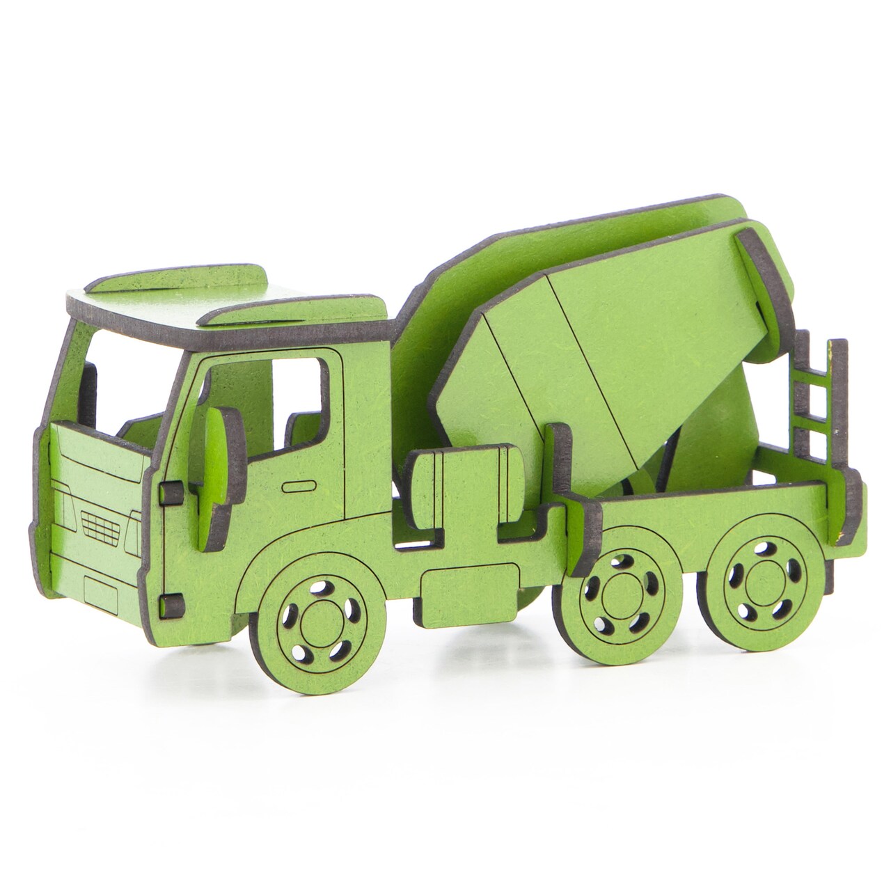 Little & Wood: Woodlet: Medium - Concrete Truck - Green, 3D Wooden Kit-Set, Construction Vehicle Puzzle, Easy Assembly Model, Pop Build Fun, Ages 6+